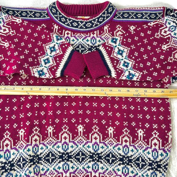 Vintage Dale of Norway Pure New Wool Nordic Fair Isle Chunky Sweater Ski Lodge - Picture 8 of 10